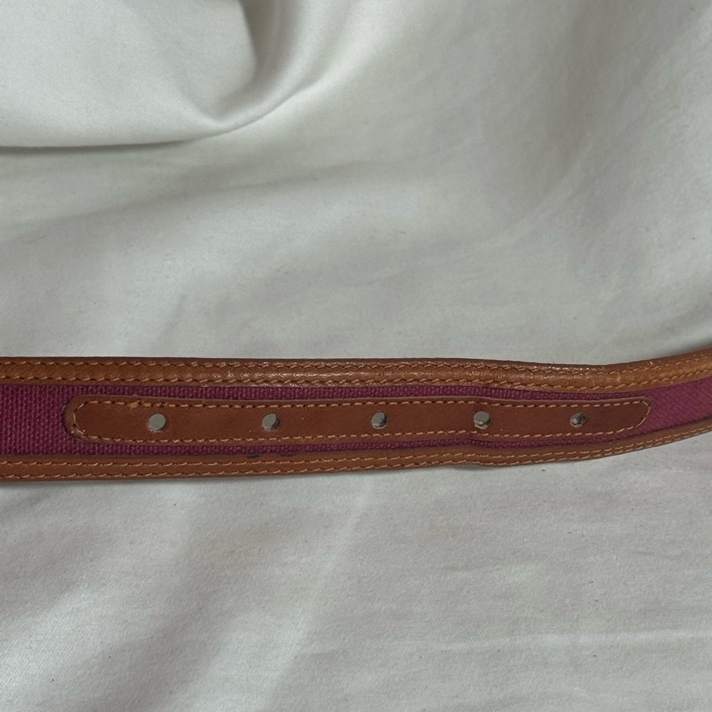 Preppy Men's Belt Genuine Leather and Maroon Fabric Thin Size 34 - Picture 6 of 6